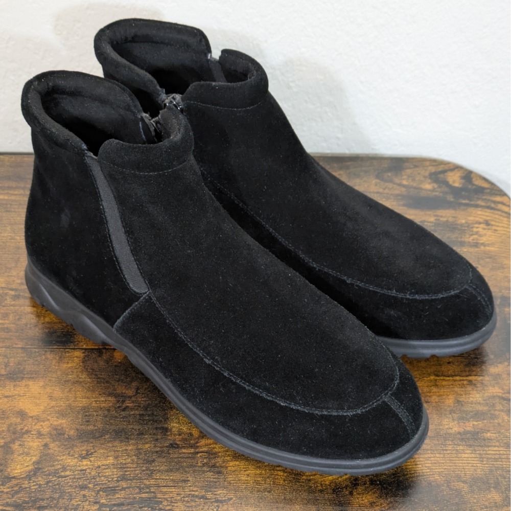 Vaneli Sport Leeta Black Suede Ankle‎ Boots Zip Booties Women's 6.5 M